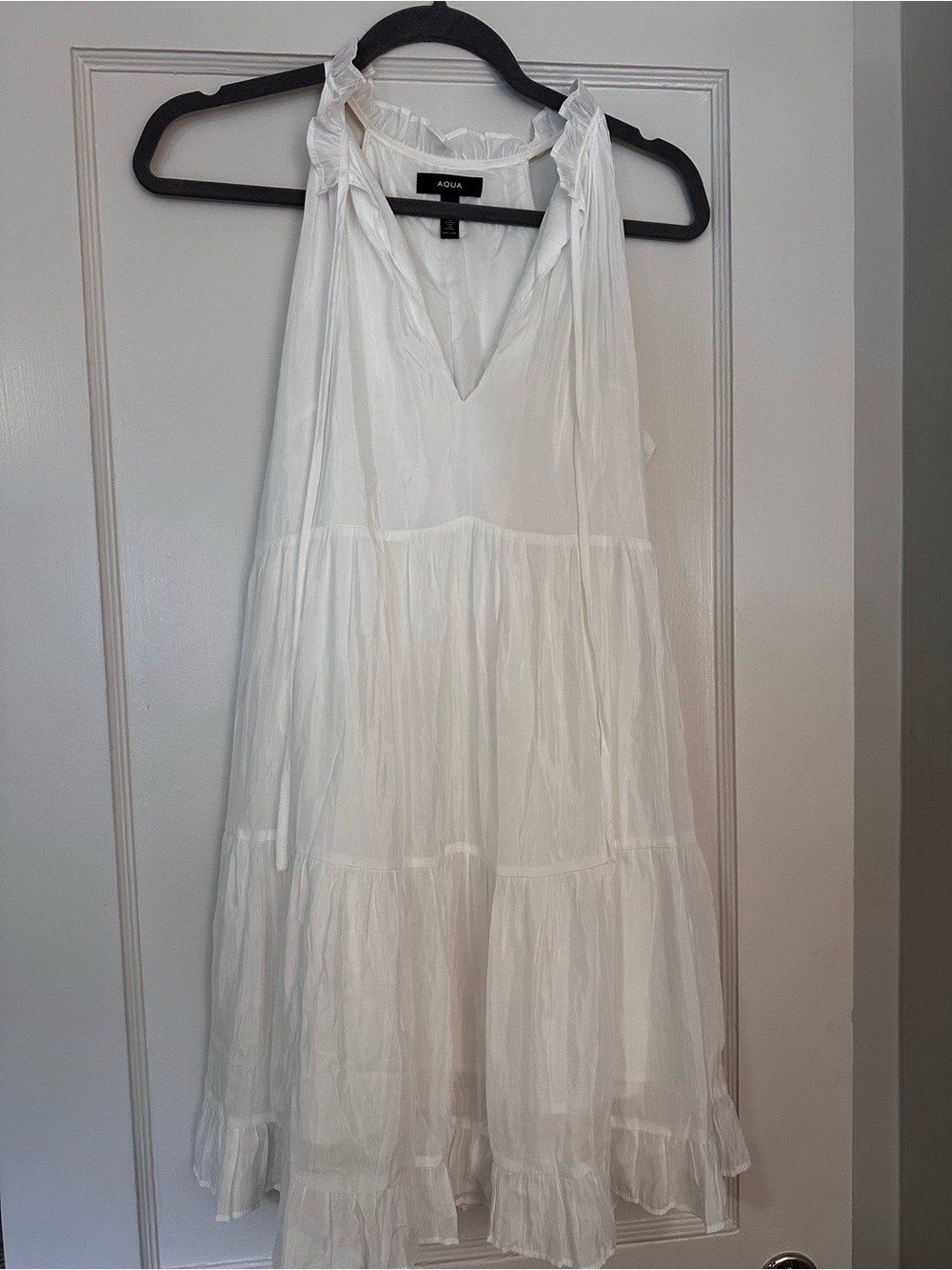 Aqua White Ruffled Tiered Mini Dress
